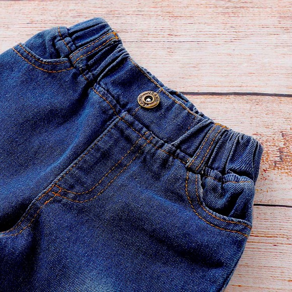 Floral Ruffle L/S Top Distressed Jeans Green 2 PC - Picture 4 of 5